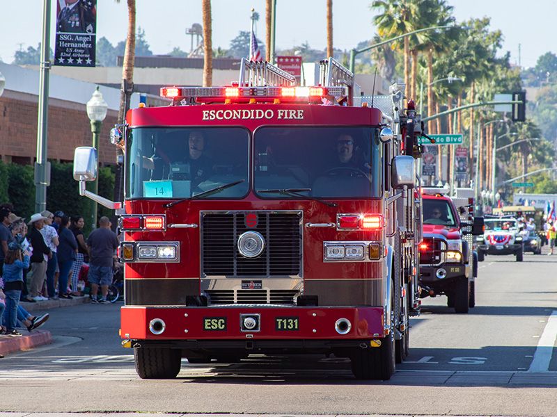 Escondido Fire Department rolled some of their equipment along Grand Avenue to salute our Hometown Heroes